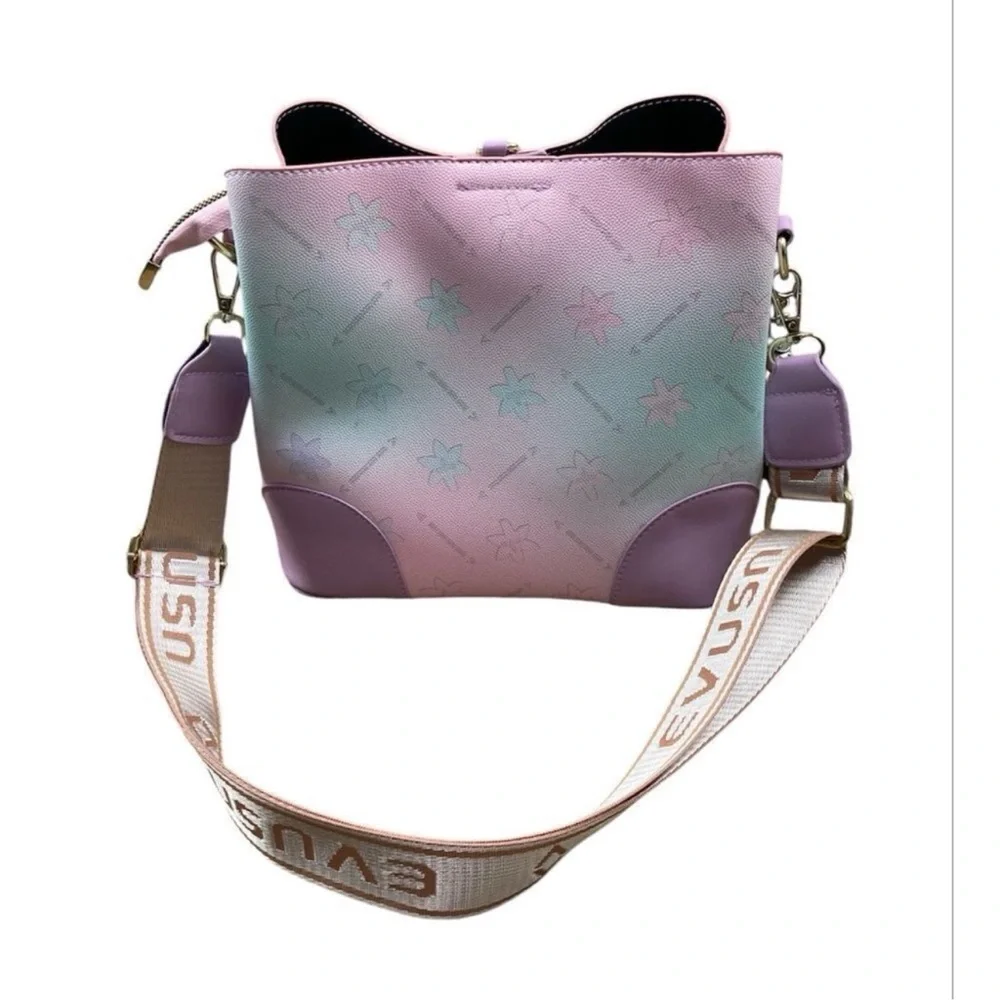 3 Pocket Elegant lotus flower multicolor charm Bucket Bag
